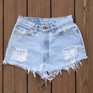 Levi's Light Blue Distressed Jean Shorts